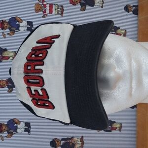 Georgia Bulldogs raised embroidered spellout black & red SM casual fitted hat